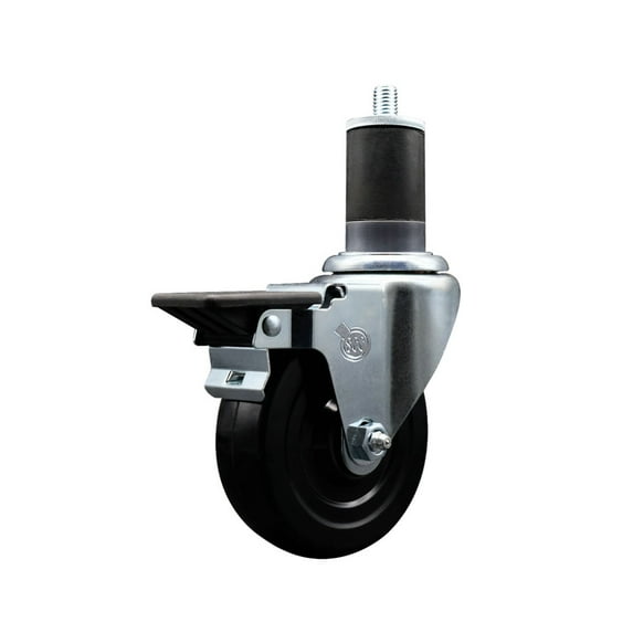4 Inch Hard Rubber Swivel 1-5/8 Inch Expanding Stem Caster with Brake SCC