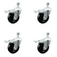 thumbnail image 1 of 4 Inch Hard Rubber Swivel 12mm Threaded Stem Caster Set Total Lock Brake SCC, 1 of 2