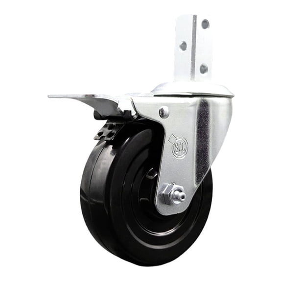 4 Inch Hard Rubber Swivel 3/4 Inch Square Stem Caster with Total Lock Brake SCC
