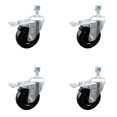 thumbnail image 1 of 4 Inch Hard Rubber Swivel 3/8 Inch Threaded Stem Caster Set Total Lock Brake SCC, 1 of 2