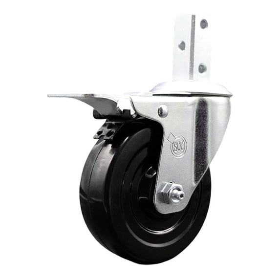 4 Inch Hard Rubber Swivel 7/8 Inch Square Stem Caster with Total Lock Brake SCC