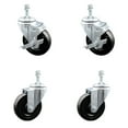 thumbnail image 1 of 4 Inch Hard Rubber Wheel Swivel 10mm Threaded Stem Caster Set 2 Brakes SCC, 1 of 2