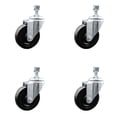 thumbnail image 1 of 4 Inch Hard Rubber Wheel Swivel 10mm Threaded Stem Caster Set Service Caster, 1 of 2