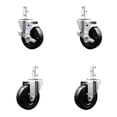 thumbnail image 1 of 4 Inch Hard Rubber Wheel Swivel 3/4 Inch Square Stem Caster Set 2 Brakes SCC, 1 of 2