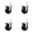 thumbnail image 1 of 4 Inch Hard Rubber Wheel Swivel 3/4 Inch Square Stem Caster Set Total Lock Brake, 1 of 2