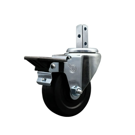 4 Inch Hard Rubber Wheel Swivel 3/4 Inch Square Stem Caster with Brake SCC