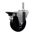 thumbnail image 1 of 4 Inch Hard Rubber Wheel Swivel 3/4 Inch Threaded Stem Caster with Brake SCC, 1 of 2