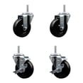 thumbnail image 1 of 4 Inch Hard Rubber Wheel Swivel 5/8 Inch Threaded Stem Caster Set 2 Brakes SCC, 1 of 2