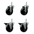 thumbnail image 1 of 4 Inch Hard Rubber Wheel Swivel 5/8 Inch Threaded Stem Caster Set 2 Brakes SCC, 1 of 2