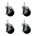 thumbnail image 1 of 4 Inch Hard Rubber Wheel Swivel 5/8 Inch Threaded Stem Caster Set with Brake SCC, 1 of 2