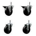 thumbnail image 1 of 4 Inch Hard Rubber Wheel Swivel 7/16 Inch Grip Ring Stem Caster Set 2 Brakes SCC, 1 of 2