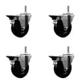 thumbnail image 1 of 4 Inch Hard Rubber Wheel Swivel 7/16 Inch Grip Ring Stem Caster Set with Brake, 1 of 2