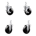 thumbnail image 1 of 4 Inch Hard Rubber Wheel Swivel 7/8 Inch Square Stem Caster Set 2 Brakes SCC, 1 of 2