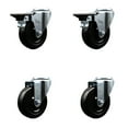 thumbnail image 1 of 4 Inch Hard Rubber Wheel Swivel Bolt Hole Caster Set with 2 Posi Lock Brakes SCC, 1 of 2