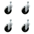 thumbnail image 1 of 4 Inch Hard Rubber Wheel Swivel ½ Inch Threaded Stem Caster Set Service Caster, 1 of 2