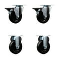 thumbnail image 1 of 4 Inch Hard Rubber Wheel Swivel Top Plate Caster Set with 2 Posi Brakes 2 Rigid, 1 of 2