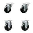 thumbnail image 1 of 4 Inch Hard Rubber Wheel Swivel Top Plate Caster Set with 2 Rigid Service Caster, 1 of 2