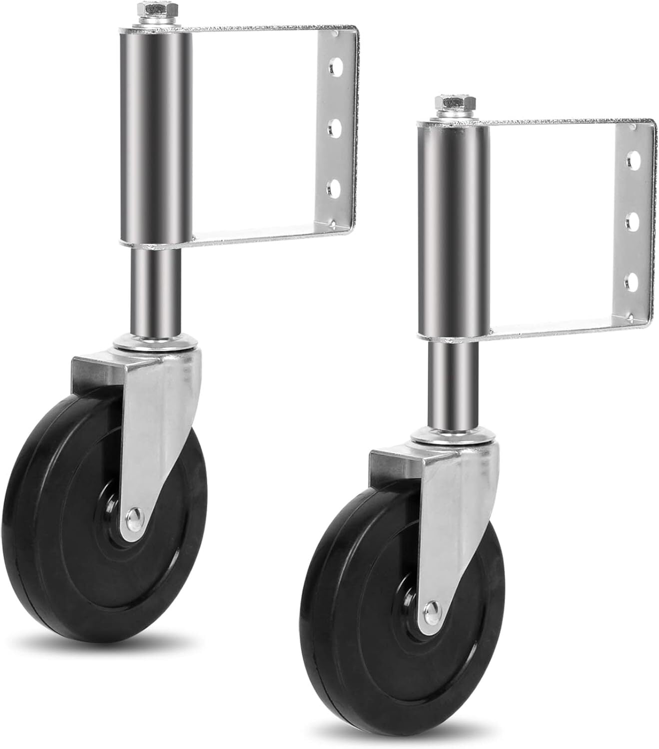 Gate Castor Spring Loaded Gate Caster Wheels 4 Inch Rubber Gate Wheel Spring Metal Swivel Gate Caster