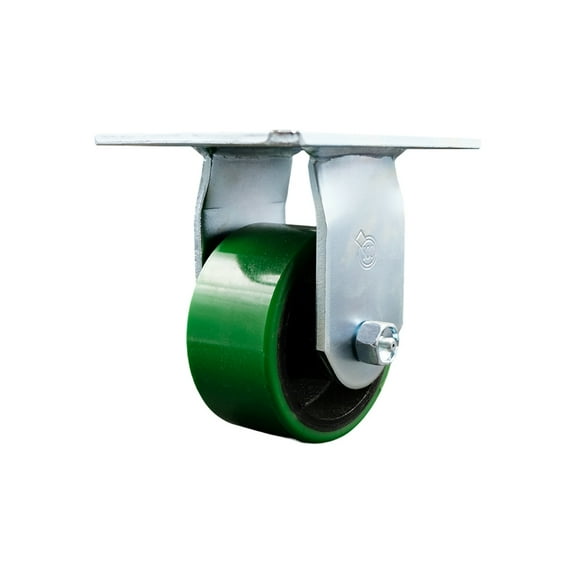 4 Inch Heavy Duty Green Poly on Cast Iron Rigid Caster with Roller Bearing SCC