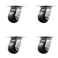 thumbnail image 1 of 4 Inch Heavy Duty Polyolefin Caster Set with Ball Bearings Set of 4 SCC, 1 of 2