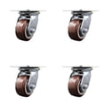 thumbnail image 1 of 4 Inch Heavy Duty Polyurethane Caster Set with Ball Bearings Set of 4 SCC, 1 of 2