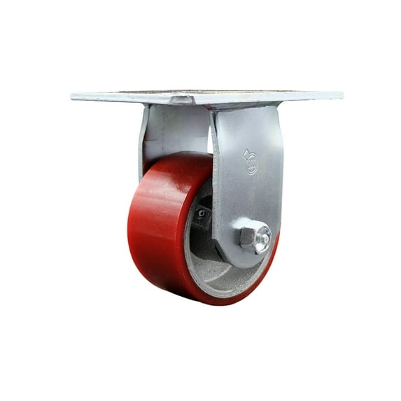 4 Inch Heavy Duty Red Poly on Cast Iron Rigid Caster with Ball Bearing SCC