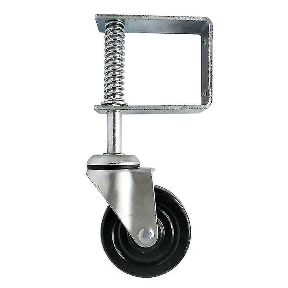 4 Inch Heavy Duty Rubber Mute Spring Loaded Gate Door Wheel Caster Spring Wheel Home Gate Door Roller (1 Pcs, Black)