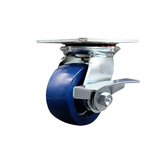 4 Inch Heavy Duty Solid Poly Caster with Ball Bearing and Brake Service Caster