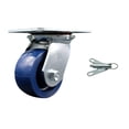 thumbnail image 1 of Heavy Duty Large Top Plate Solid Polyurethane Swivel Caster w/Main. Free Bearings and 4" x 2" Blue Wheel & Bolt on Swivel Lock - 700 lbs Capacity/Caster - Service Caster Brand, 1 of 2