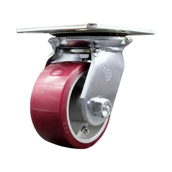 4 Inch Heavy Duty Top Plate Poly on Aluminum Swivel Caster with Roller Bearing