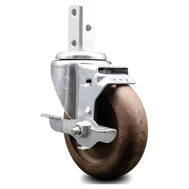 4 Inch High Temp Glass Filled Nylon 3/4 Inch Square Stem Caster with Brake SCC