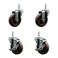thumbnail image 1 of 4 Inch High Temp Glass Filled Nylon 3/4 Inch Threaded Stem Caster Set 2 Brakes, 1 of 2