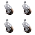thumbnail image 1 of 4 Inch High Temp Glass Filled Nylon 3/8 Inch Threaded Stem Caster Set with Brake, 1 of 2