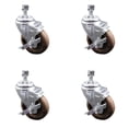 thumbnail image 1 of 4 Inch High Temp Glass Filled Nylon ½ Inch Threaded Stem Caster Set with Brake, 1 of 2