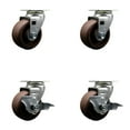 thumbnail image 1 of 4 Inch High Temp Glass Filled Nylon Swivel Caster Set w/Bronze Bearings 2 Brakes, 1 of 2