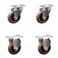 thumbnail image 1 of 4 Inch High Temp Glass Filled Nylon Swivel Top Plate Caster Set with 2 Rigid, 1 of 2
