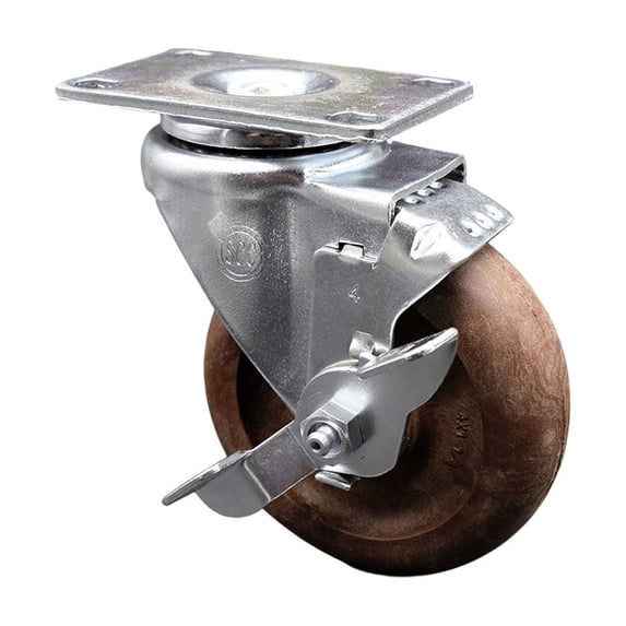 4 Inch High Temp Glass Filled Nylon Swivel Top Plate Caster with Brake SCC
