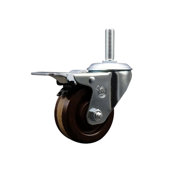4 Inch High Temp Phenolic 5/8 Inch Stem Caster with Total Lock Brake SCC