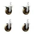 thumbnail image 1 of 4 Inch High Temp Phenolic 7/8 Inch Square Stem Caster Set 2 Total Lock Brake SCC, 1 of 2