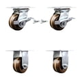 thumbnail image 1 of 4 Inch High Temp Phenolic Caster Set 2 Brakes/Swivel Locks and 2 Rigid SCC, 1 of 2