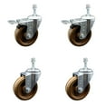 thumbnail image 1 of 4 Inch High Temp Phenolic Swivel 10mm Stem Caster Set 2 Total Lock Brake SCC, 1 of 2