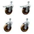 thumbnail image 1 of 4 Inch High Temp Phenolic Swivel 12mm Stem Caster Set 2 Total Lock Brake SCC, 1 of 2