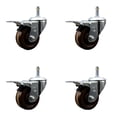 thumbnail image 1 of 4 Inch High Temp Phenolic Swivel 7/16 Inch Stem Caster Set with Total Lock Brake, 1 of 2