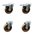 thumbnail image 1 of 4 Inch High Temp Phenolic Swivel Bolt Hole Caster Set with 2 Total Lock Brake, 1 of 2