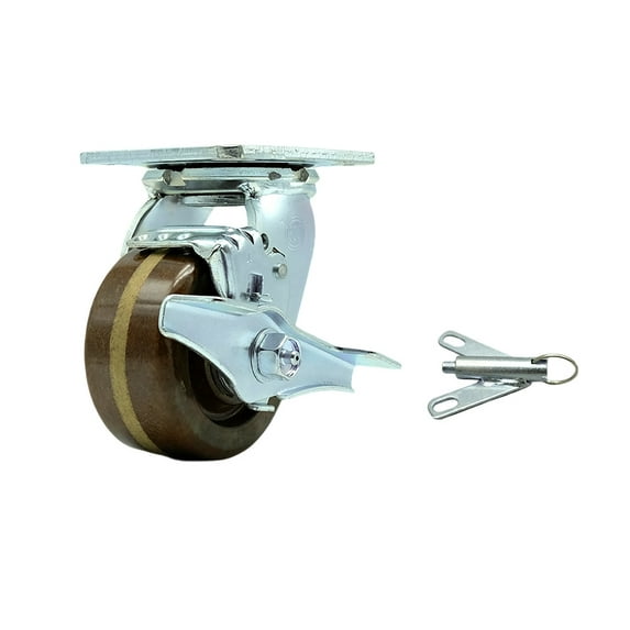 4 Inch High Temp Phenolic Swivel Caster with Bronze Bearing and Brake/Swivel Lck
