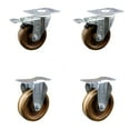 thumbnail image 1 of 4 Inch High Temp Phenolic Swivel Top Plate Caster Set 2 Lock Brakes 2 Rigid SCC, 1 of 2