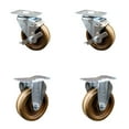 thumbnail image 1 of 4 Inch High Temp Phenolic Swivel Top Plate Caster Set with 2 Brakes 2 Rigid SCC, 1 of 2