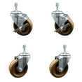 thumbnail image 1 of 4 Inch High Temp Phenolic Wheel Swivel 3/8 Inch Threaded Stem Caster Set 2 Brake, 1 of 2
