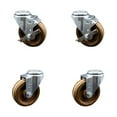 thumbnail image 1 of 4 Inch High Temp Phenolic Wheel Swivel Bolt Hole Caster Set with 2 Brake SCC, 1 of 2