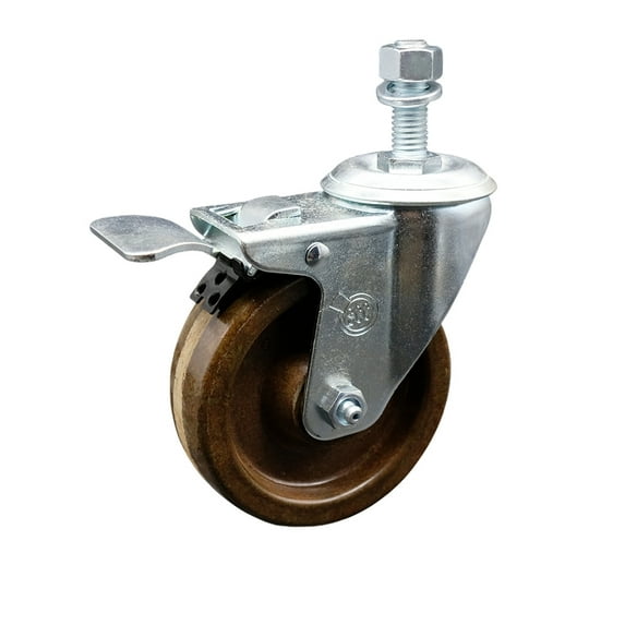 4 Inch High Temp Phenolic Wheel Swivel ½ Inch Stem Caster with Total Lock Brake